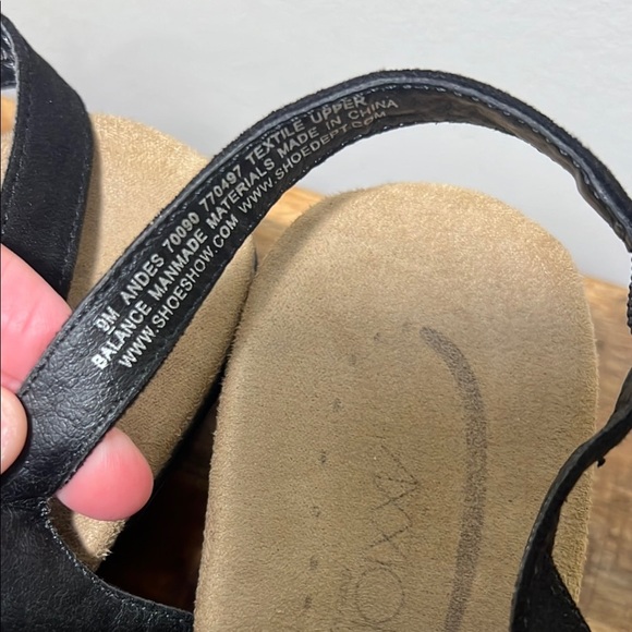 Black Elastic Wedge Sandals, Women’s 9 - Picture 4 of 6